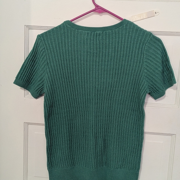 Croft & Barrow Teal Ribbed Knit Top - Picture 2 of 7